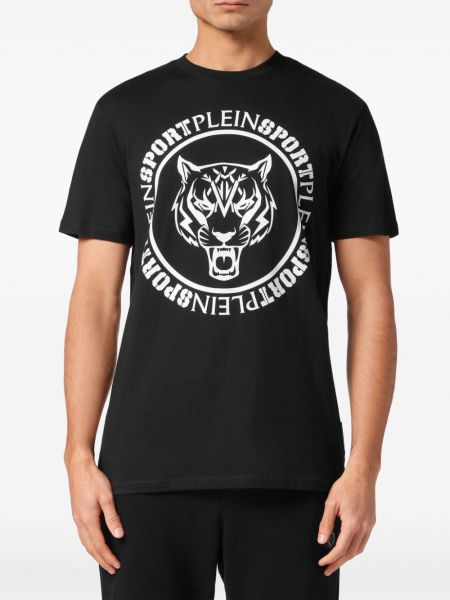 Koszulka bawełniana z nadrukiem w tygrysie prążki Plein Sport