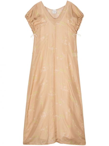 Φλοράλ μεταξωτή μάξι φόρεμα με σχέδιο Alysi μπεζ