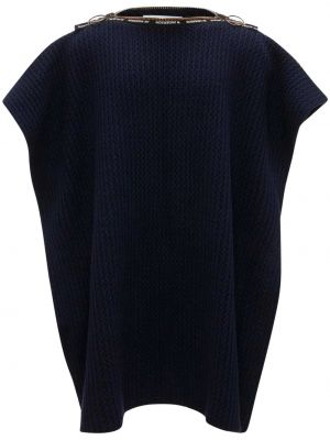 Poncho di lana in maglia Jw Anderson blu