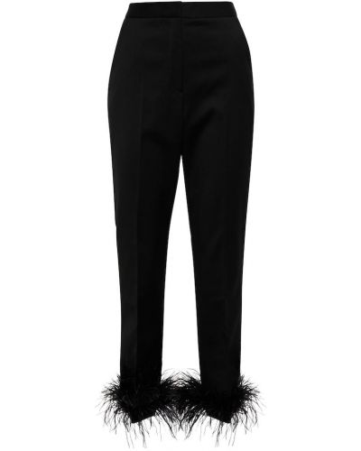 Vlněné rovné kalhoty s vysokým pasem z peří Rebecca Vallance - černá