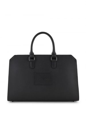 Δερμάτινη τσάντα laptop Emporio Armani μαύρο