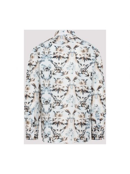Camisa de lino de algodón de flores Berluti azul