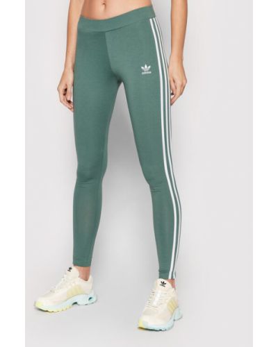 Csíkos slim fit leggings Adidas zöld