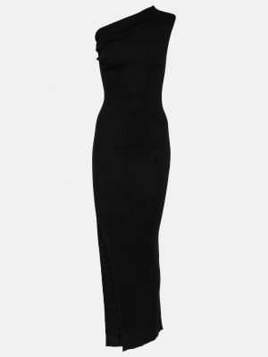 Шерстяное длинное платье Rick Owens черное