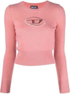 Brodert lang genser Diesel rosa