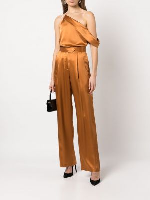 Drapiruotas asimetriškas palaidinė be rankovių Michelle Mason oranžinė