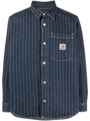 Памучна дънкова риза на райета Carhartt Wip синьо