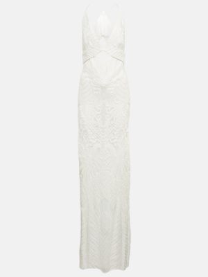 Čipkované dlouhé šaty Galvan biela
