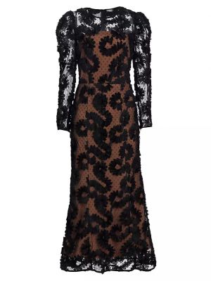 Длинное платье из тюля с аппликацией Elliatt черное