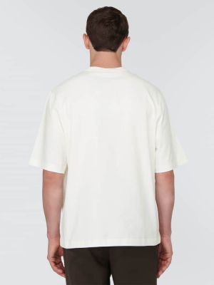 T-shirt ricamato di cotone in jersey Burberry bianco