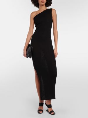 Шерстяное длинное платье Rick Owens черное