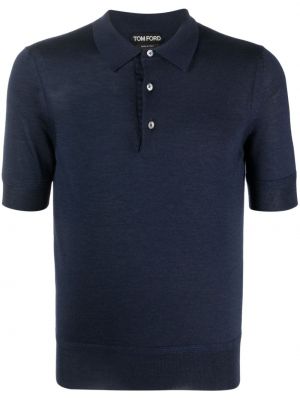Megztas polo marškinėliai Tom Ford mėlyna