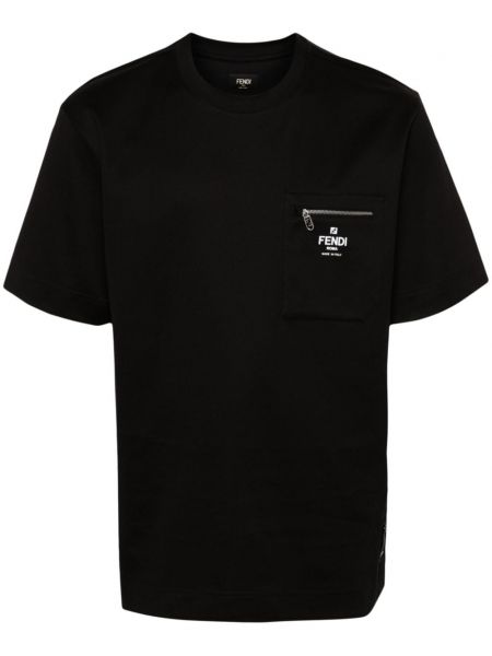 Bavlněné tričko s potiskem Fendi černé