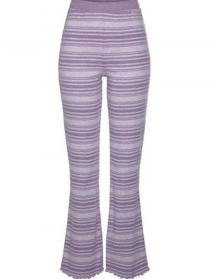 Pruhované bavlnené nohavice s vysokým pásom S.oliver - fialová