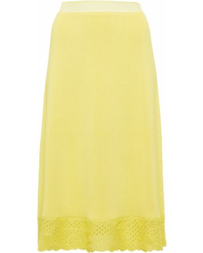 Falda midi de punto Balenciaga amarillo