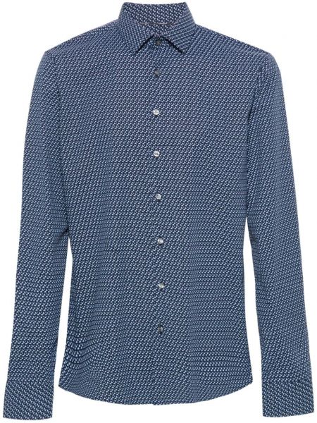 Chemise en coton à imprimé à motif géométrique Calvin Klein bleu