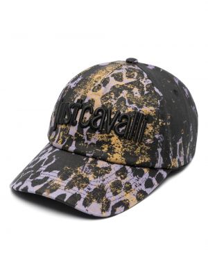 Kapa s šiltom z vezenjem s potiskom z leopardjim vzorcem Just Cavalli črna