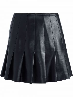 Plisovaná kožená sukňa z ekologickej kože Alice+olivia čierna