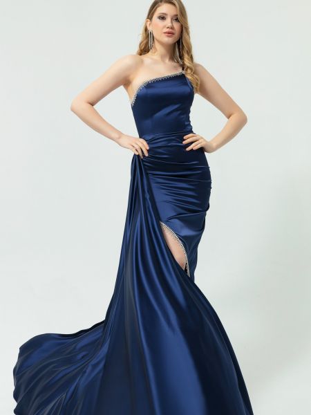 Сатенена вечерна рокля Lafaba синьо