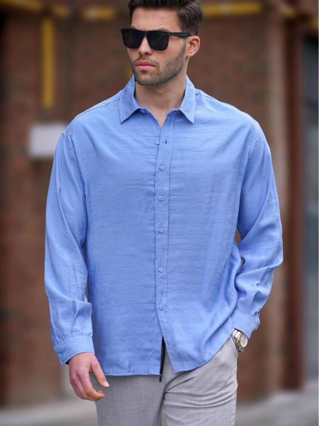 Marškiniai ilgomis rankovėmis oversize Madmext mėlyna