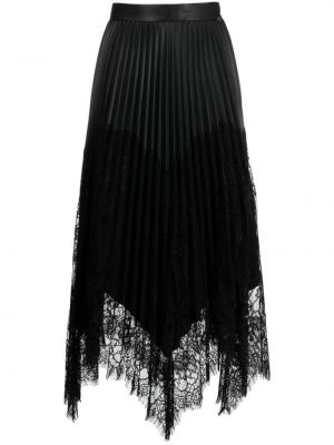 Čipkovaná plisovaná midi sukňa Nissa čierna