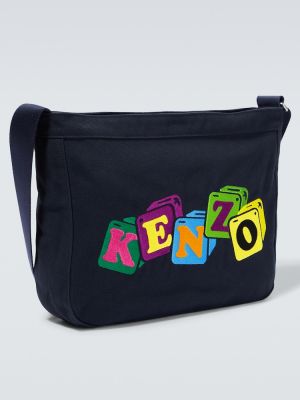 Crossbody torbica z vezenjem Kenzo modra