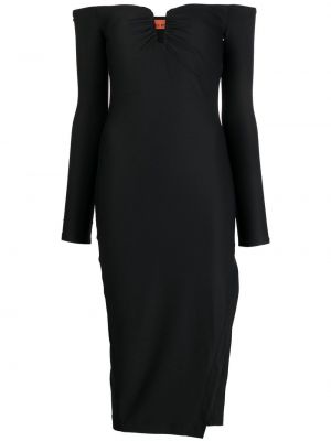 Večerní šaty z nylonu s dlouhými rukávy Alix Nyc - černá