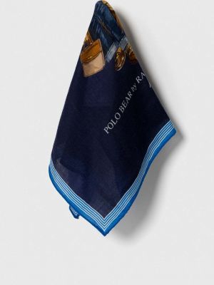 Vunena marama s printom Polo Ralph Lauren plava