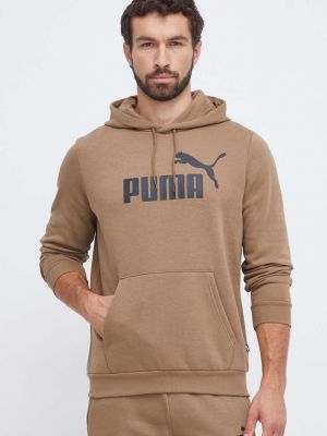 Коричневий светр з капюшоном з принтом Puma