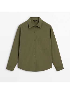 Рубашка с карманами Massimo Dutti зеленая