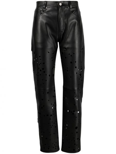 Δερμάτινο παντελόνι με ίσιο πόδι Durazzi Milano μαύρο