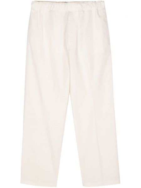 Pantaloni cu pliu presat Moncler alb
