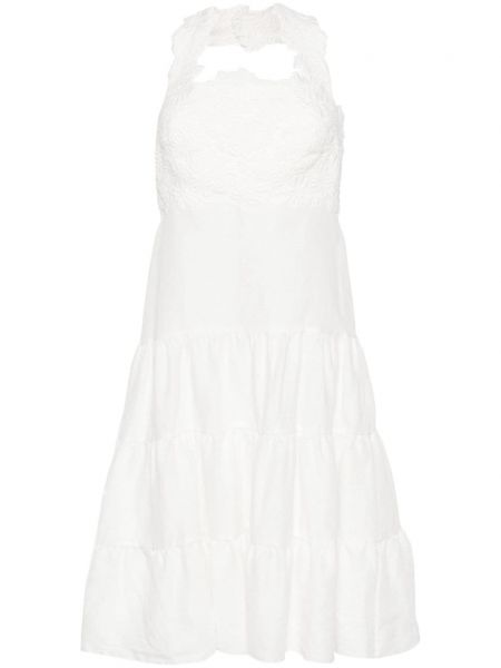 Λινή μίντι φόρεμα Ermanno Scervino λευκό