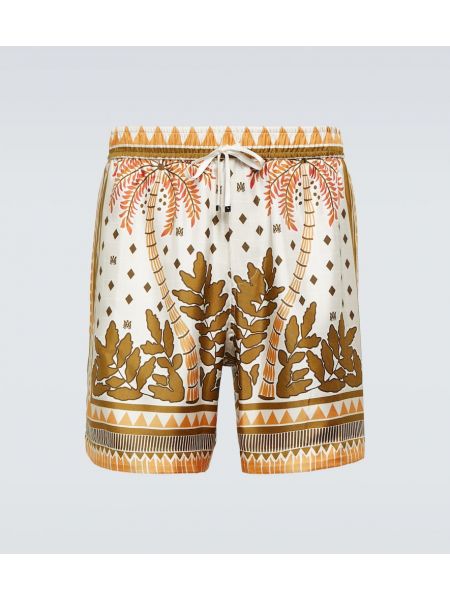 Pantalones cortos de seda con estampado Amiri marrón