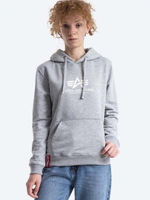 Pulover s kapuco Alpha Industries siva