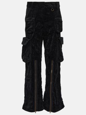 Aksamitne spodnie cargo Acne Studios czarne