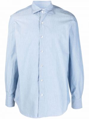 Camisa de algodón Finamore 1925 Napoli azul