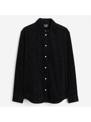 Вельветовая длинная рубашка H&m черная