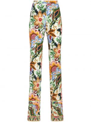 Pantaloni cu picior drept cu model floral cu imagine Etro alb