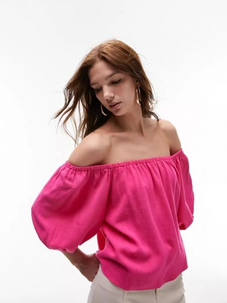 Льняная блузка Topshop розовая