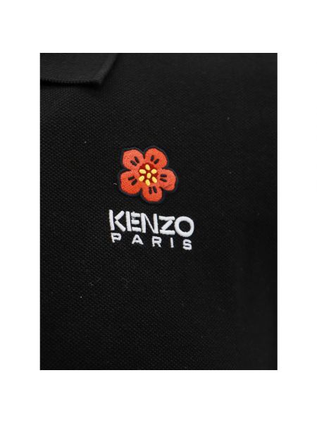 Camiseta con bordado slim fit de flores Kenzo negro
