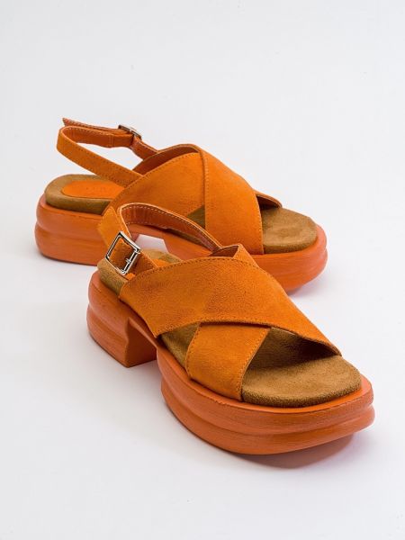 Kožené semišové sandále Luvishoes oranžová