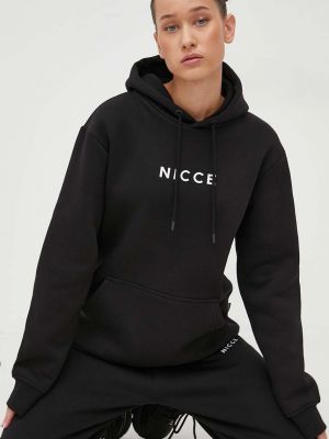 Чорний светр з капюшоном з принтом Nicce