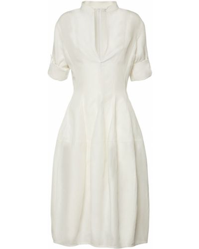 Λινή μίντι φόρεμα από βισκόζη Bottega Veneta