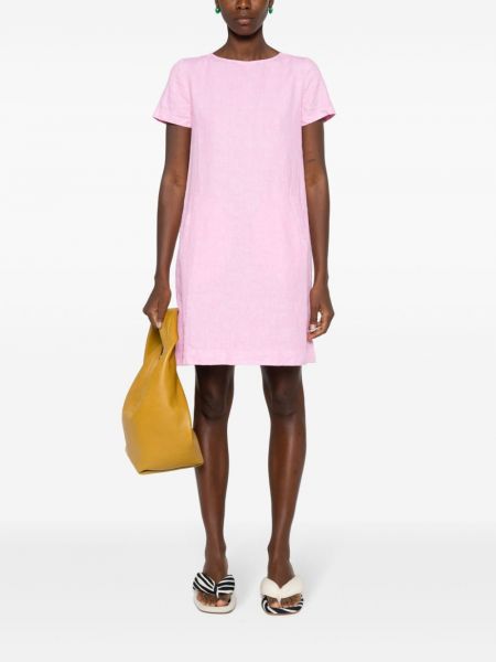 Lněné mini šaty Aspesi růžové