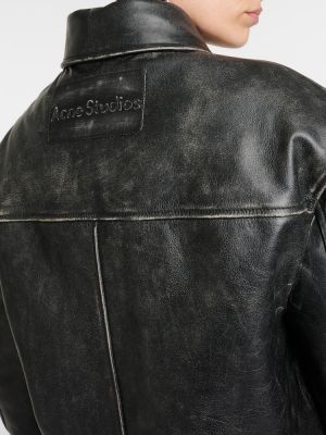 Kožna jakna s izlizanim efektom Acne Studios crna