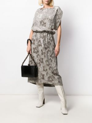 Žakárové květinové šaty Comme Des Garçons Pre-owned šedé