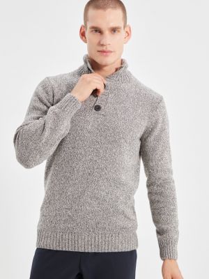 Пуловер с копчета Trendyol сиво