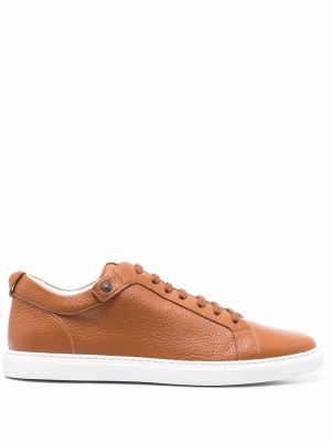 Blonder lær snøring sneakers Corneliani brun