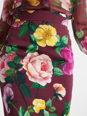 Svilena midi suknja s cvjetnim printom Dolce&gabbana smeđa